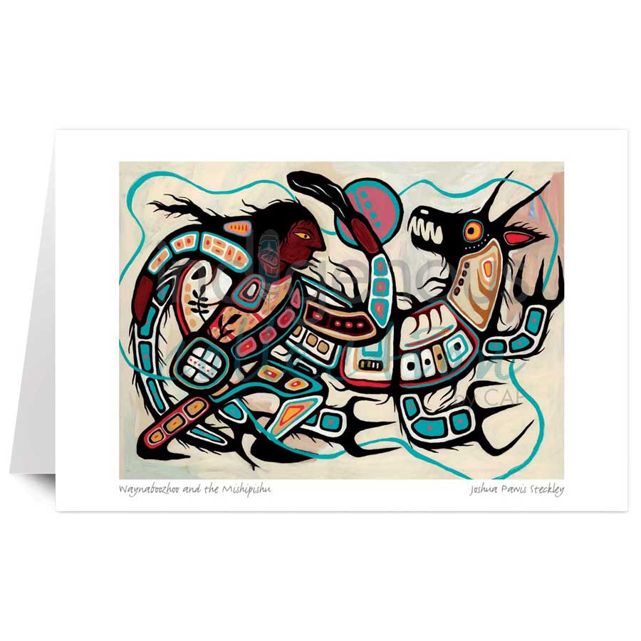 Waynaboozhoo and the Mishipishu by artist Joshua Pawis-Steckley