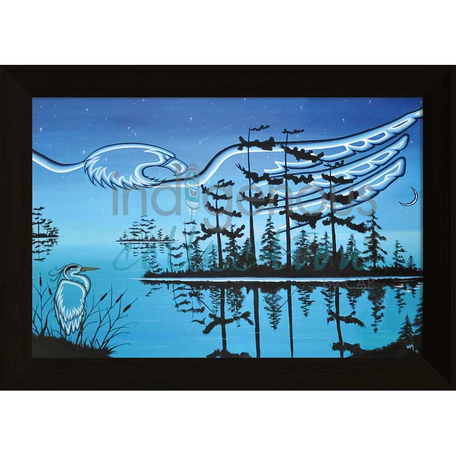 Eagle and Blue Heron by artist William Monague - Ojibway. Indigenous Collection