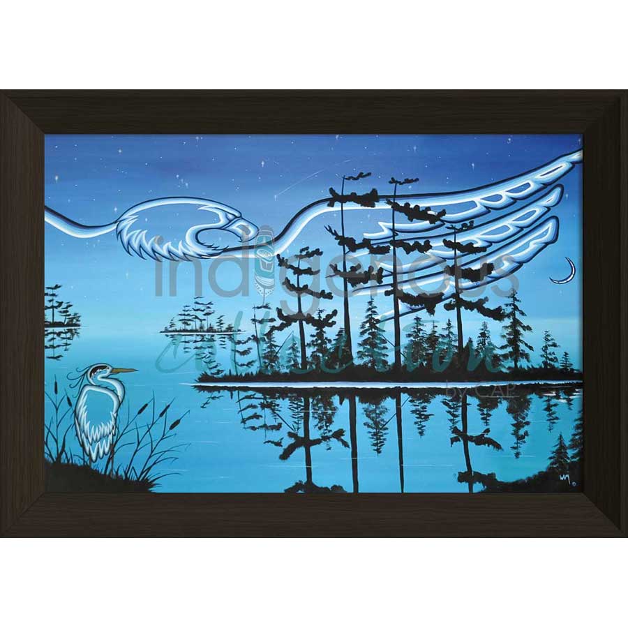 Eagle and Blue Heron by artist William Monague - Ojibway. Indigenous Collection