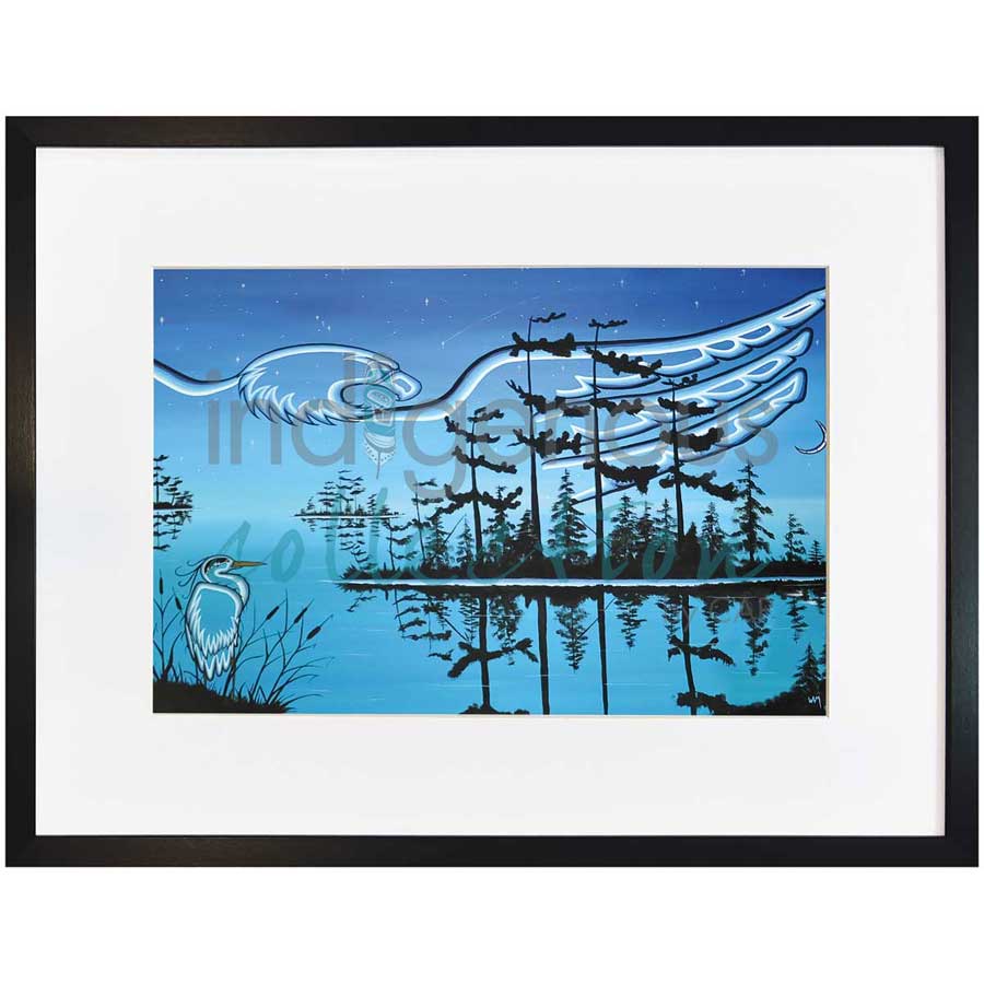 Eagle and Blue Heron by artist William Monague - Ojibway. Indigenous Collection