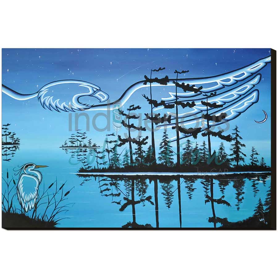 Eagle and Blue Heron by artist William Monague - Ojibway. Indigenous Collection