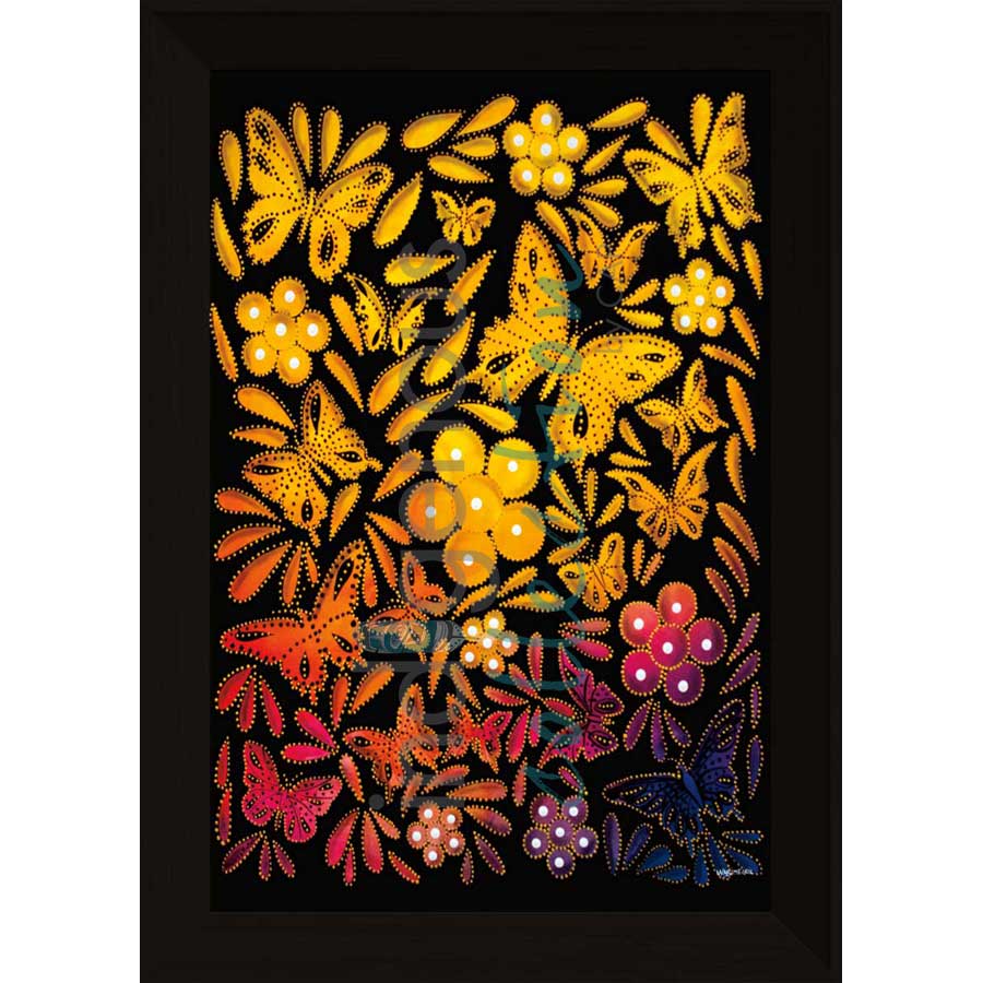 Flowers and Butterflies I by artist Betty Albert - Cree. Indigenous Collection
