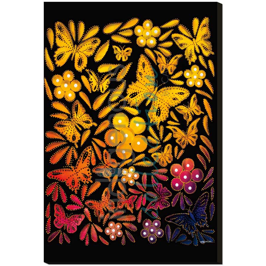 Flowers and Butterflies I by artist Betty Albert - Cree. Indigenous Collection