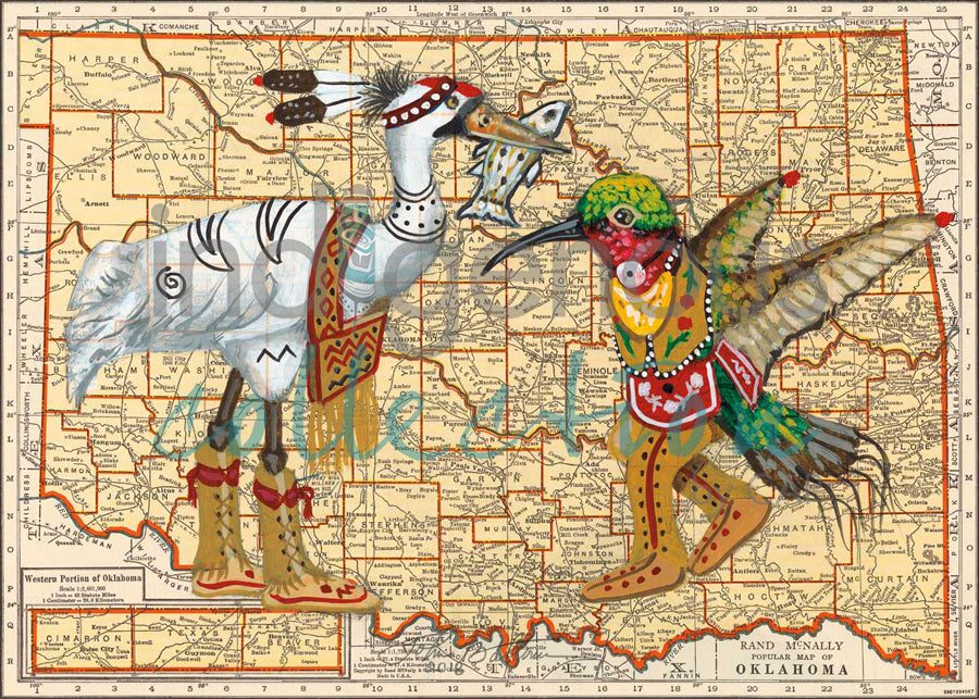 Crane & Hummingbird by artist John Balloue