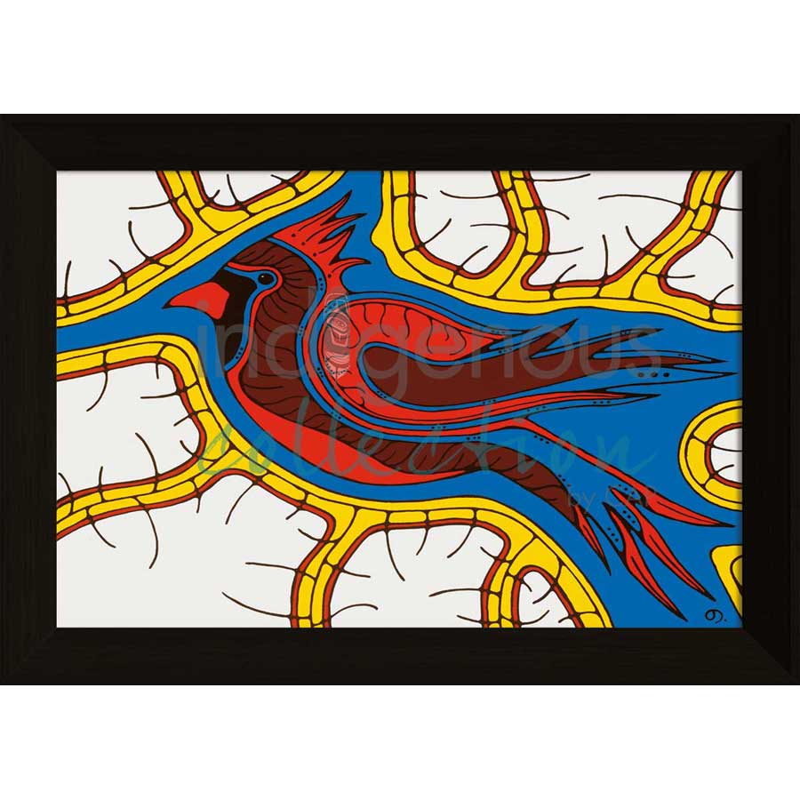 Red Cardinal Sings by artist Jessica Desmoulin - Ojibway. Indigenous Collection