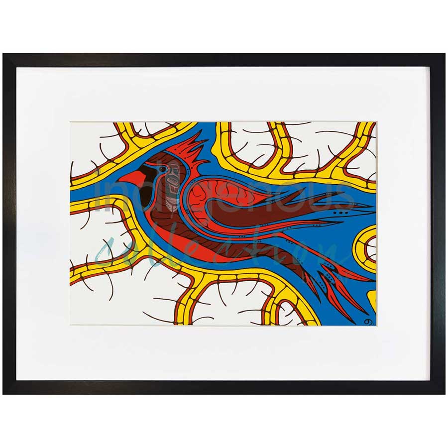 Red Cardinal Sings by artist Jessica Desmoulin - Ojibway. Indigenous Collection