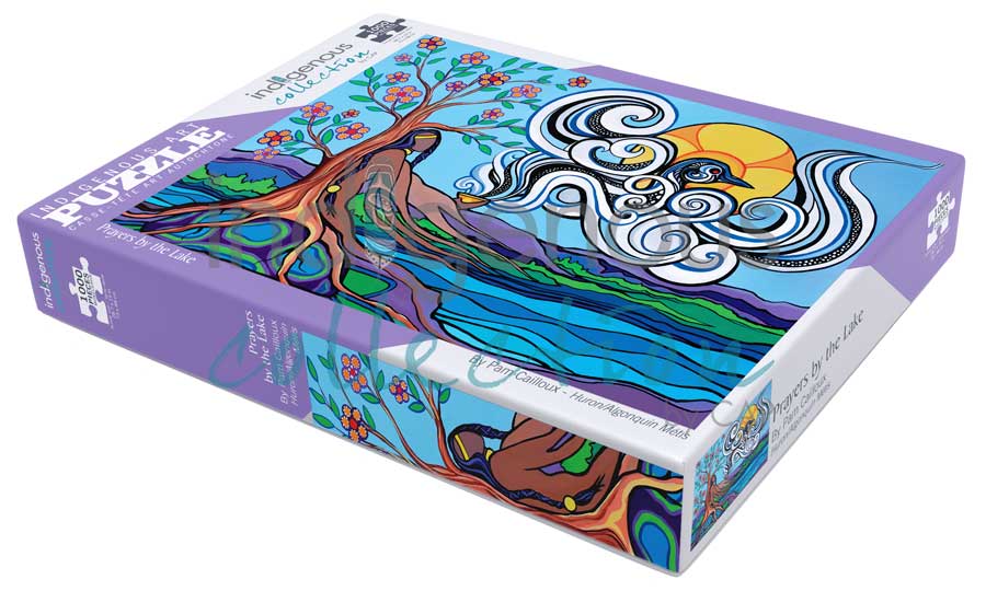 Prayers by the Lake Puzzle - 1000 Pcs by artist Pam Cailloux. Indigenous Collection.