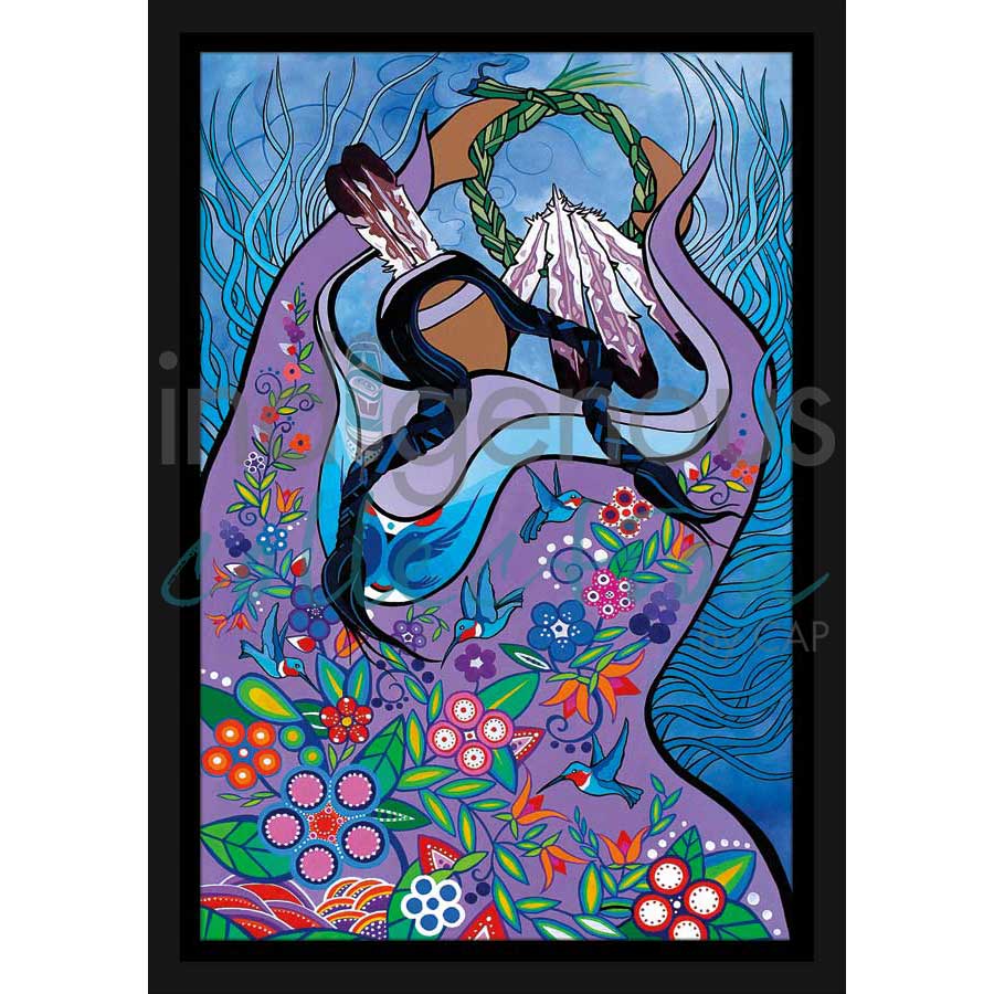 Dancing with Hummingbirds by artist Pam Cailloux - Huron Heritage. Indigenous Collection