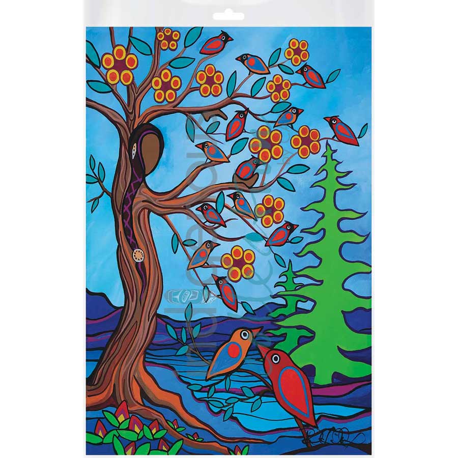 Mother Earth with Her Birds by artist Pam Cailloux - Huron Heritage. Indigenous Collection