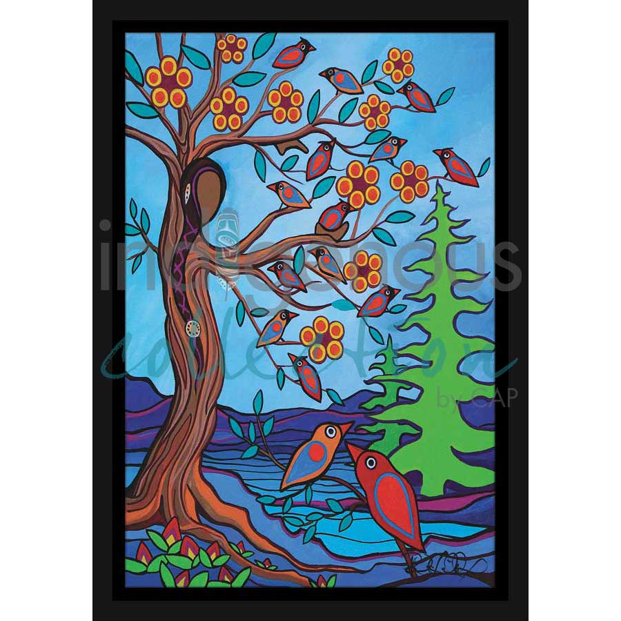 Mother Earth with Her Birds by artist Pam Cailloux - Huron Heritage. Indigenous Collection