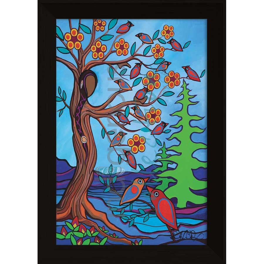 Mother Earth with Her Birds by artist Pam Cailloux - Huron Heritage. Indigenous Collection