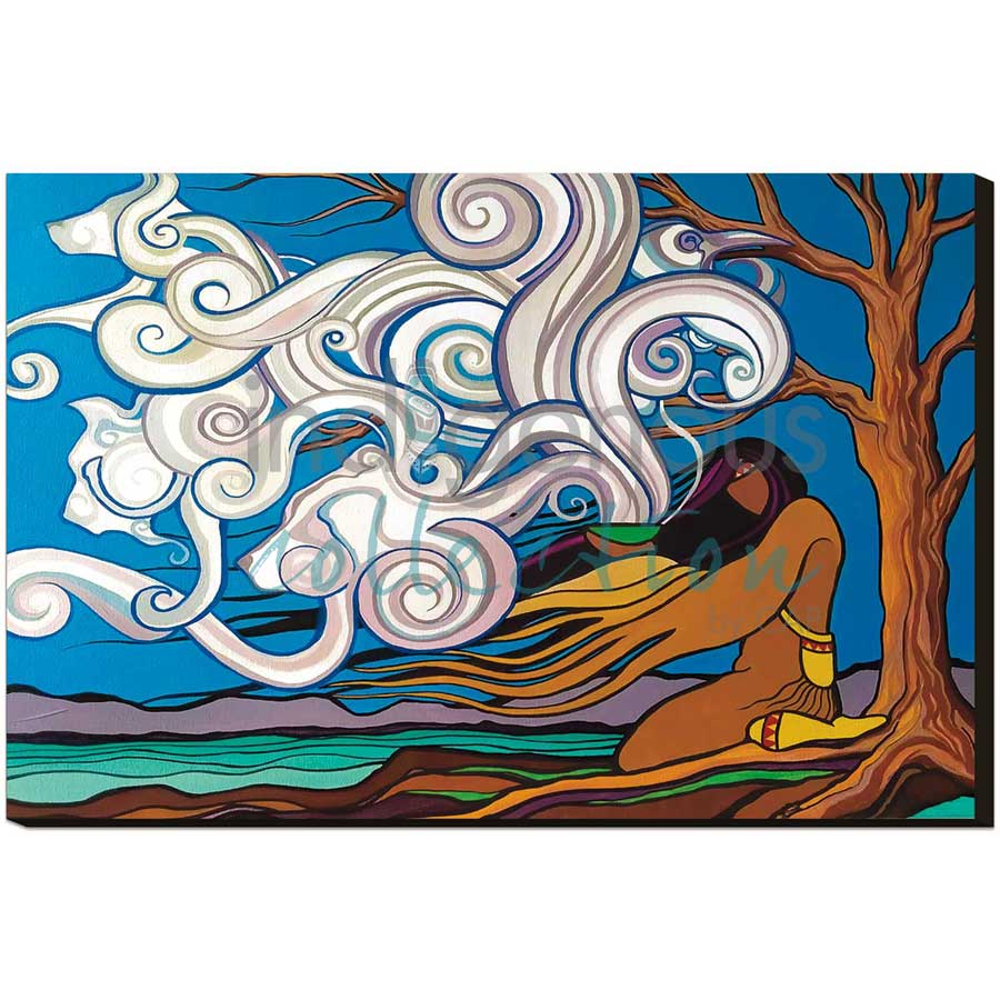 Smudge by the Lake by artist Pam Cailloux - Huron Heritage. Indigenous Collection