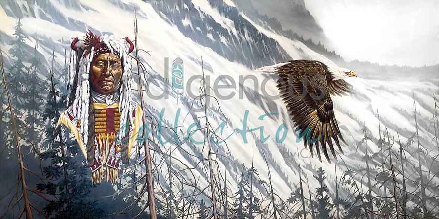 Chief Two Moons with the Eagle by artist Ernest Cobiness