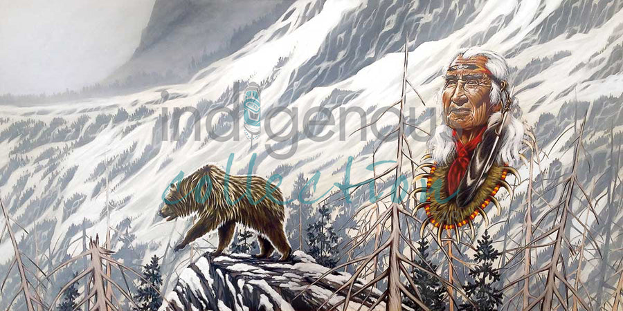 Chief Dan George with the Grizzly by artist Ernest Cobiness