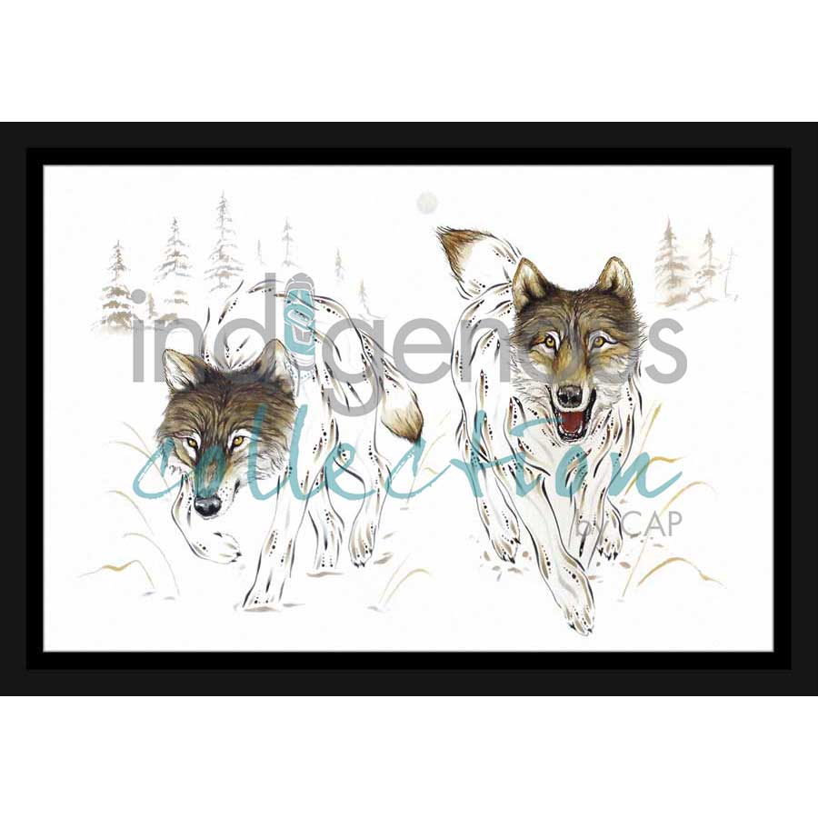 Wolf Pair by artist Ernest Cobiness - Ojibway. Indigenous Collection