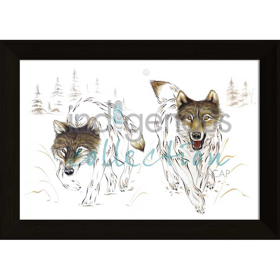 Wolf Pair by artist Ernest Cobiness - Ojibway. Indigenous Collection