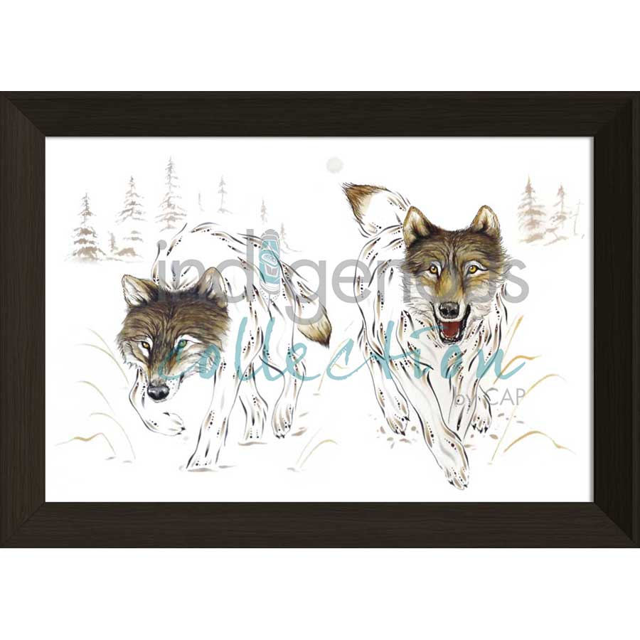 Wolf Pair by artist Ernest Cobiness - Ojibway. Indigenous Collection