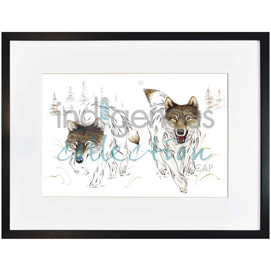 Wolf Pair by artist Ernest Cobiness - Ojibway. Indigenous Collection