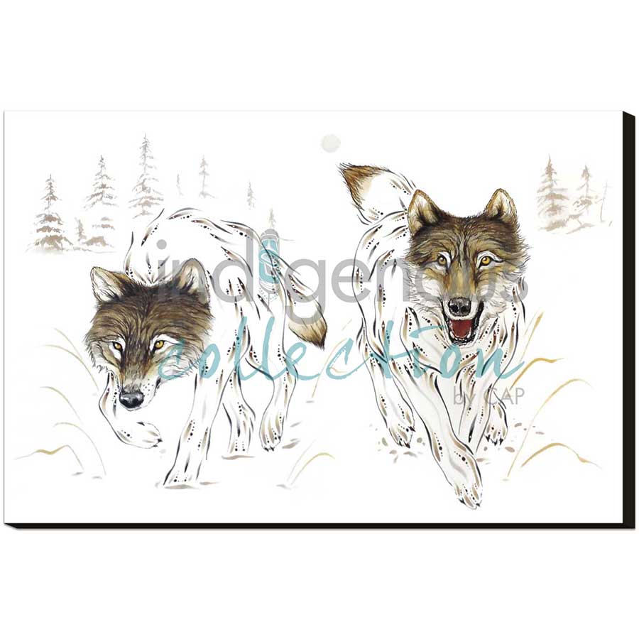 Wolf Pair by artist Ernest Cobiness - Ojibway. Indigenous Collection
