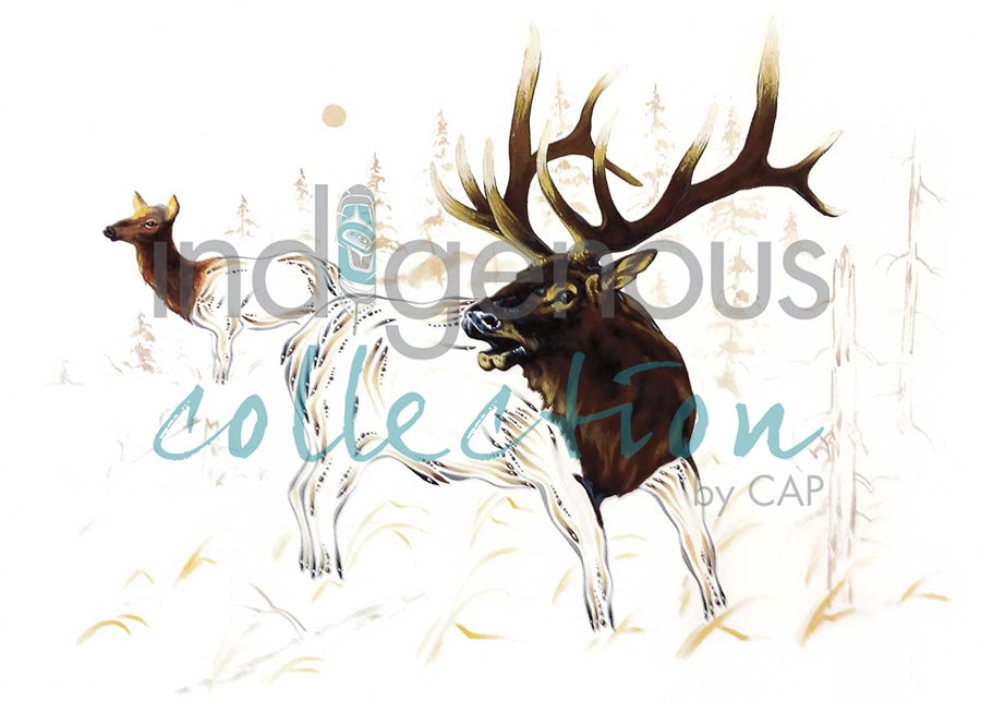 Elk and Cow by artist Ernest Cobiness