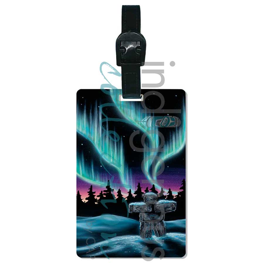 Sky Dance - Inukshuk Luggage Tag by artist Amy Keller-Rempp. Indigenous Collection.
