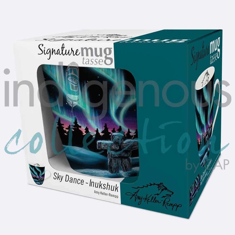 Sky Dance - Inukshuk 18 oz. Signature Mug by artist Amy Keller-Rempp