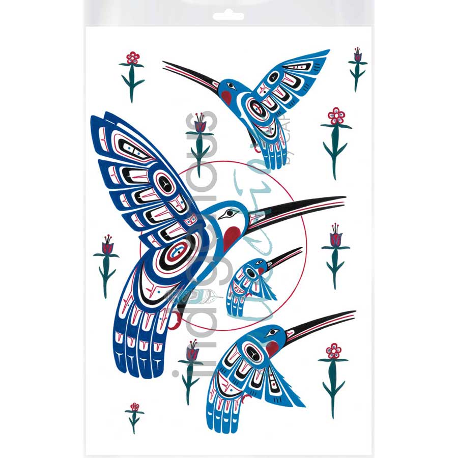 Hummingbirds I by artist Stephanie Kewistep - Saulteaux . Indigenous Collection