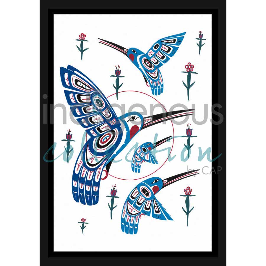 Hummingbirds I by artist Stephanie Kewistep - Saulteaux . Indigenous Collection