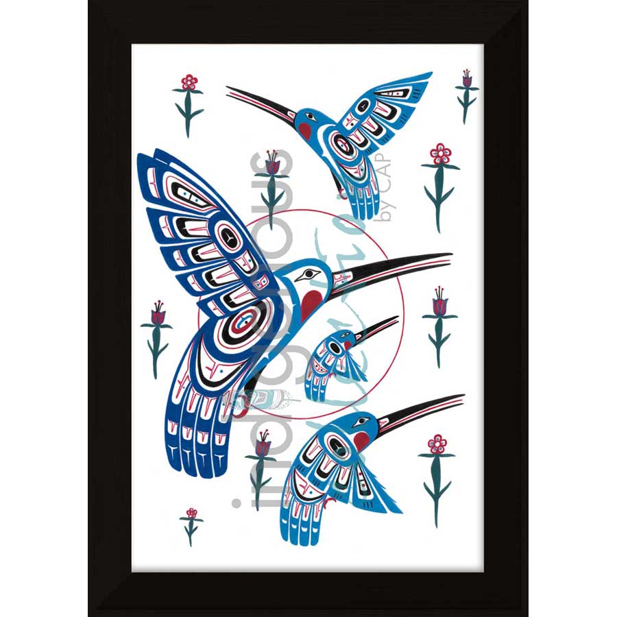 Hummingbirds I by artist Stephanie Kewistep - Saulteaux . Indigenous Collection