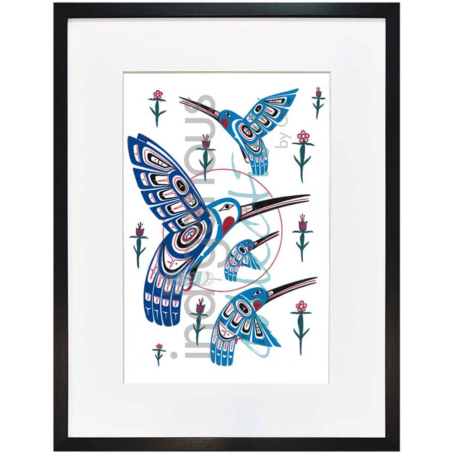 Hummingbirds I by artist Stephanie Kewistep - Saulteaux . Indigenous Collection