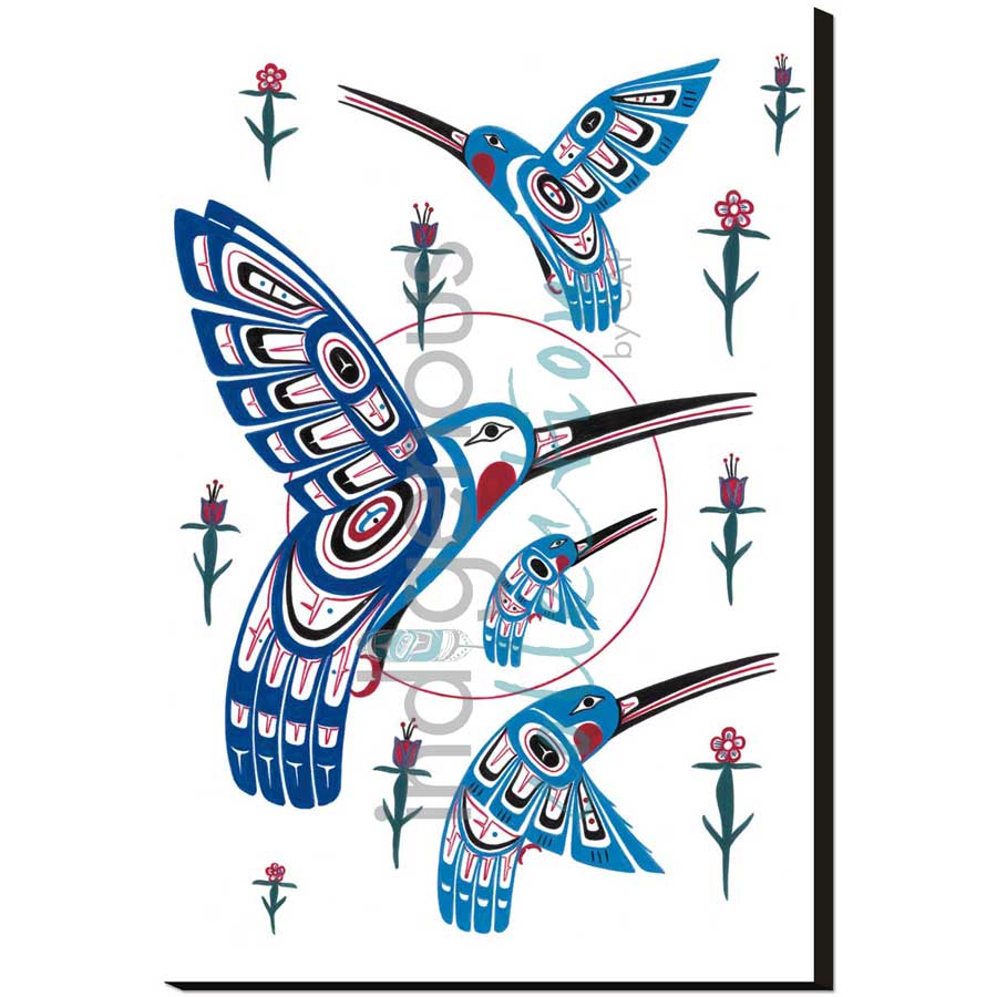 Hummingbirds I by artist Stephanie Kewistep - Saulteaux . Indigenous Collection