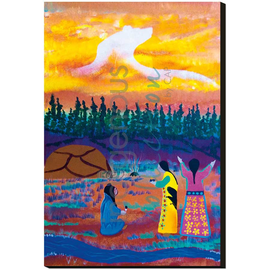Women Blessing Mother Earth by artist Russell Noganosh - Algonquin/Ojibway. Indigenous Collection