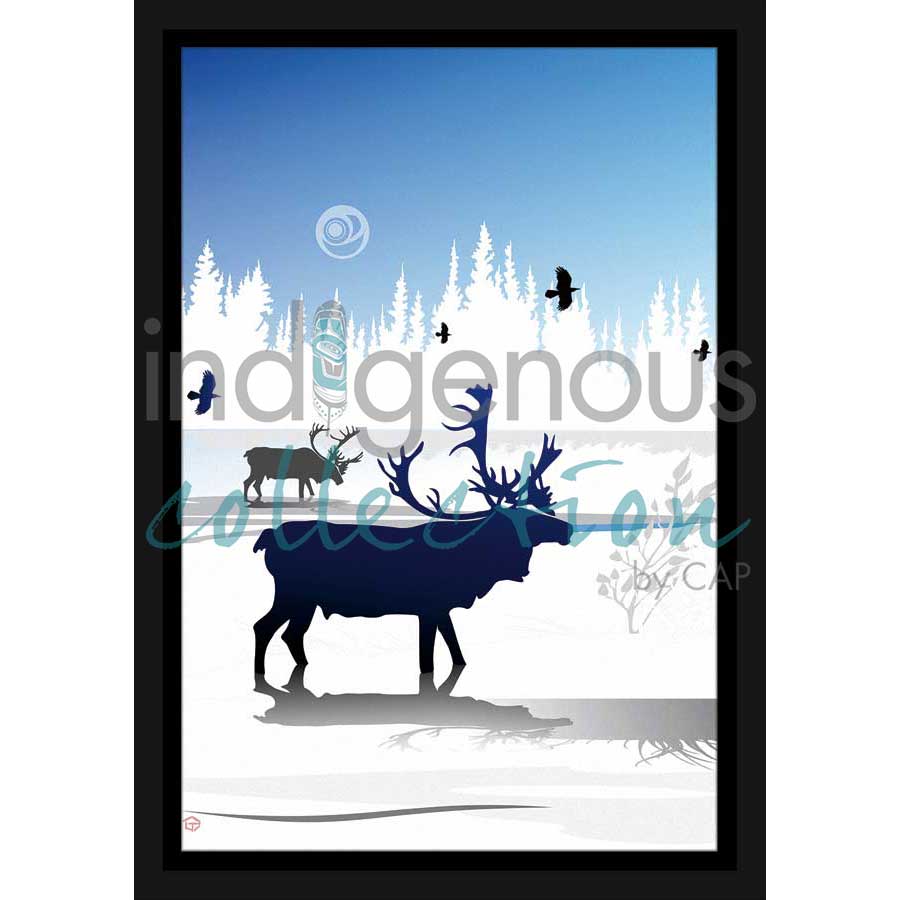 Caribou Winter by artist Mark Preston - Tlingit. Indigenous Collection