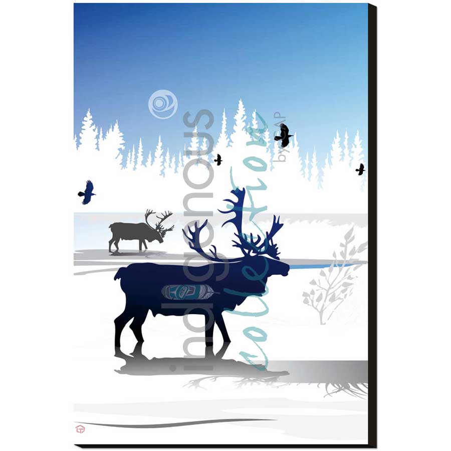 Caribou Winter by artist Mark Preston - Tlingit. Indigenous Collection