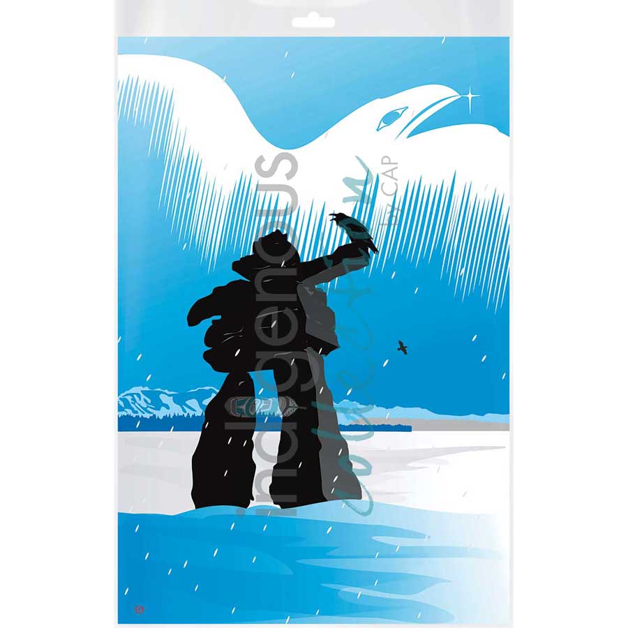 Inukshuk Winter by artist Mark Preston - Tlingit. Indigenous Collection
