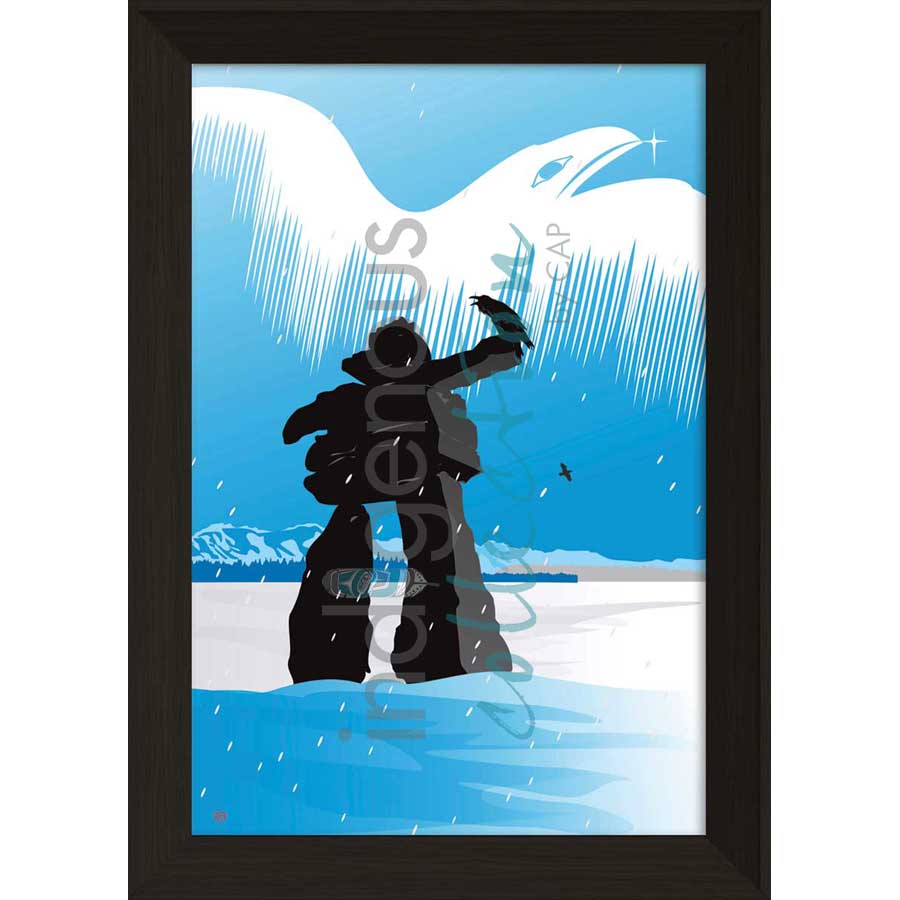 Inukshuk Winter by artist Mark Preston - Tlingit. Indigenous Collection