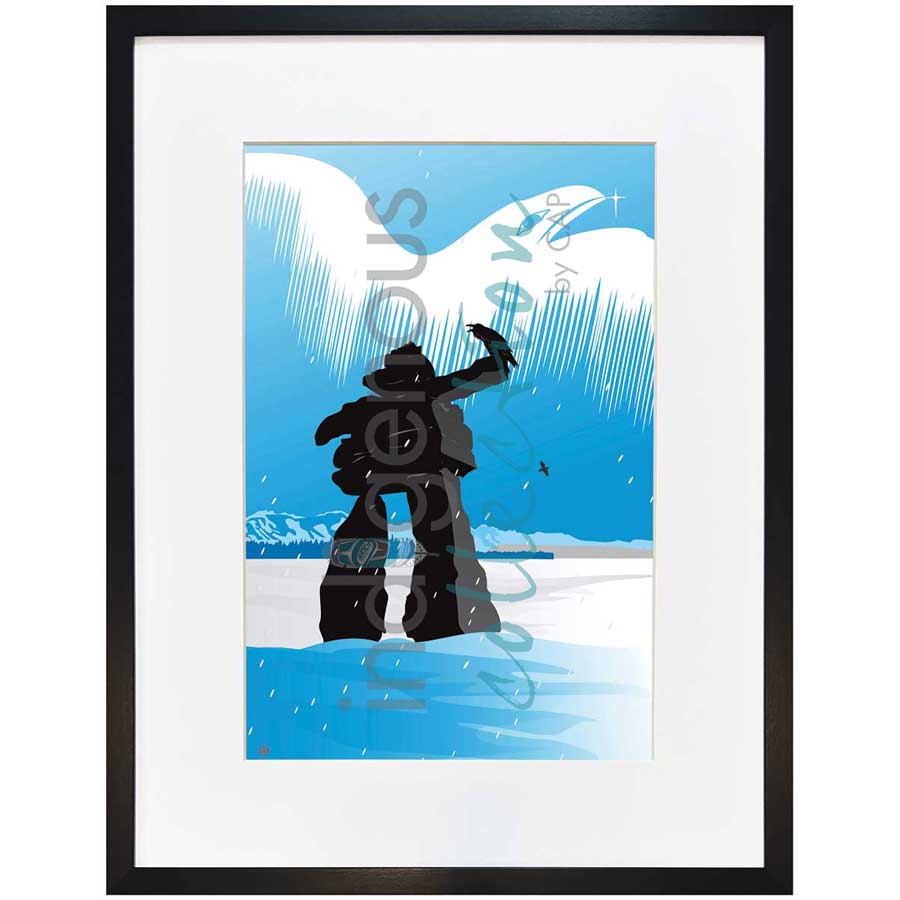 Inukshuk Winter by artist Mark Preston - Tlingit. Indigenous Collection