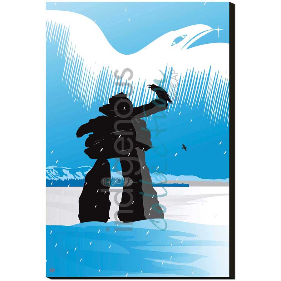 Inukshuk Winter by artist Mark Preston - Tlingit. Indigenous Collection