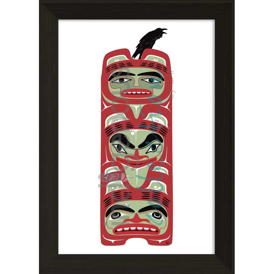 Three watchmen totem by artist Mark Preston - Tlingit. Indigenous Collection