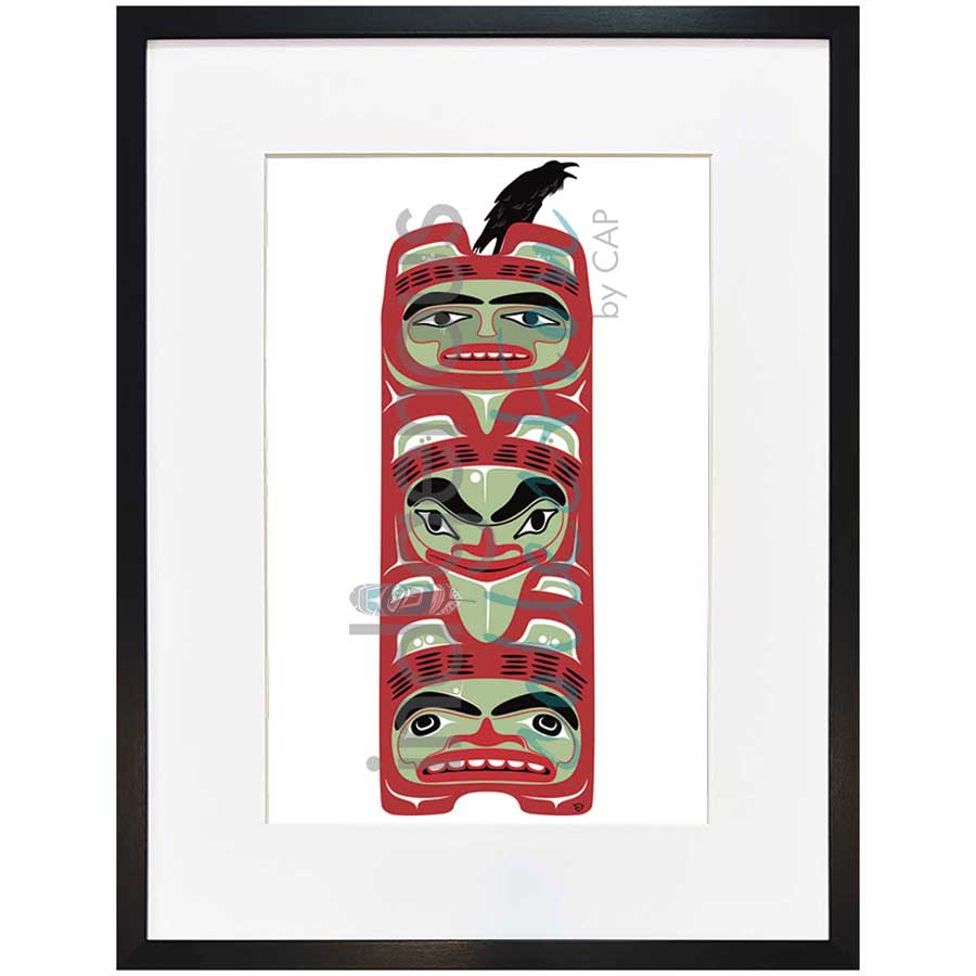 Three watchmen totem by artist Mark Preston - Tlingit. Indigenous Collection
