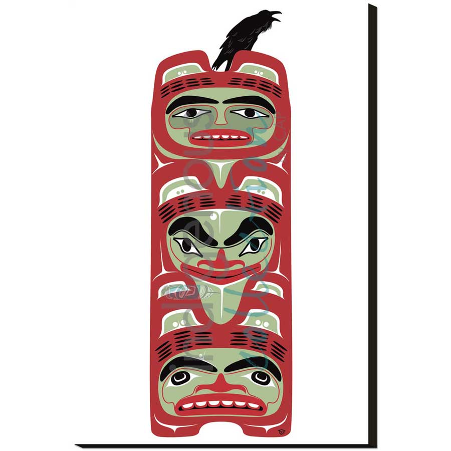 Three watchmen totem by artist Mark Preston - Tlingit. Indigenous Collection