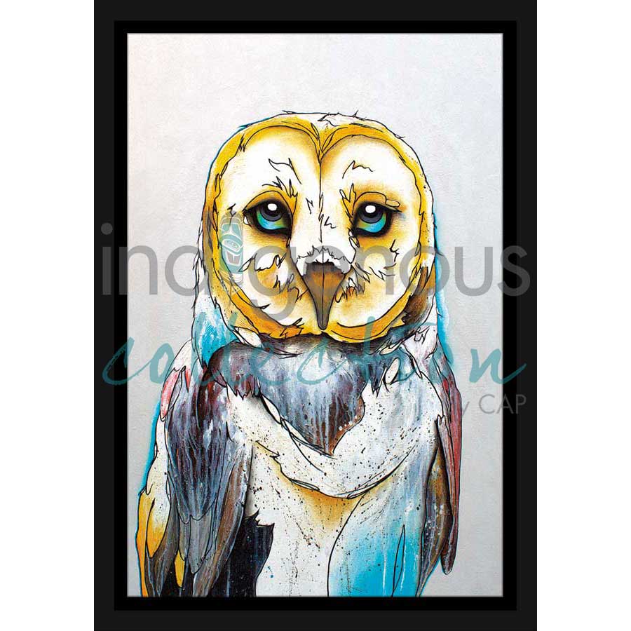 Barn Owl by artist Micqaela Jones - Te-Moak. Indigenous Collection