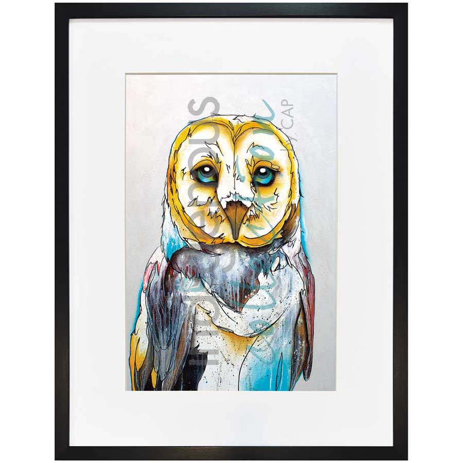 Barn Owl by artist Micqaela Jones - Te-Moak. Indigenous Collection