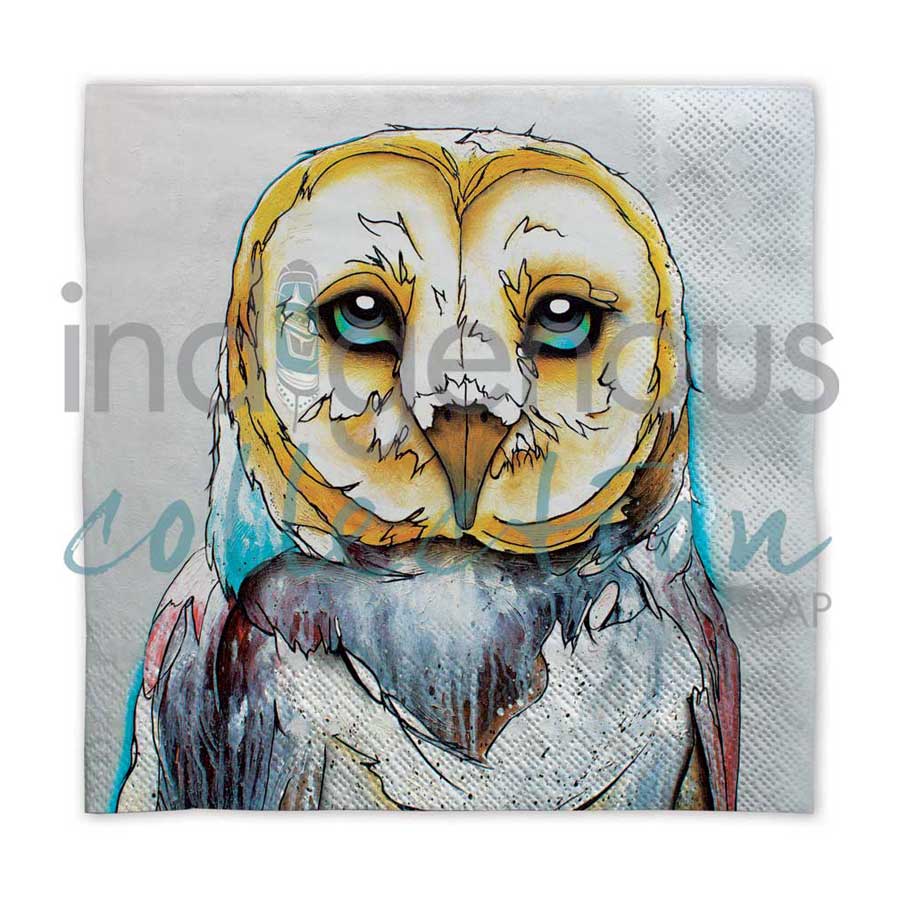 Barn Owl napkins by artist Micqaela Jones