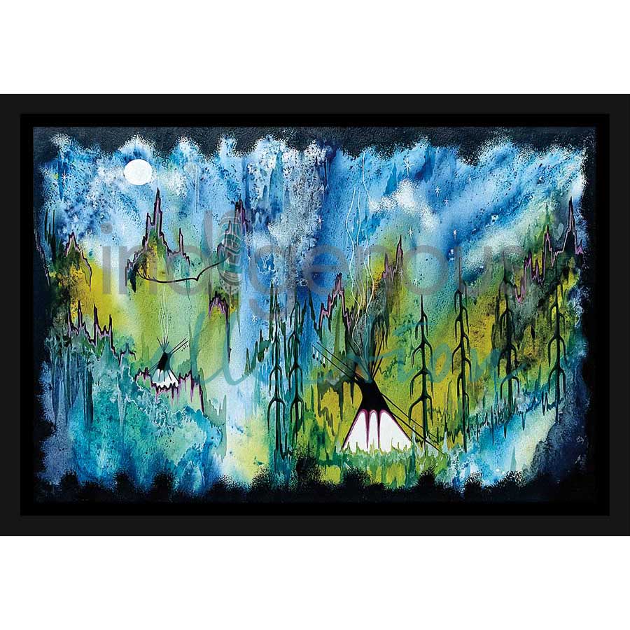 Mystical Village by artist William Monague - Ojibway. Indigenous Collection