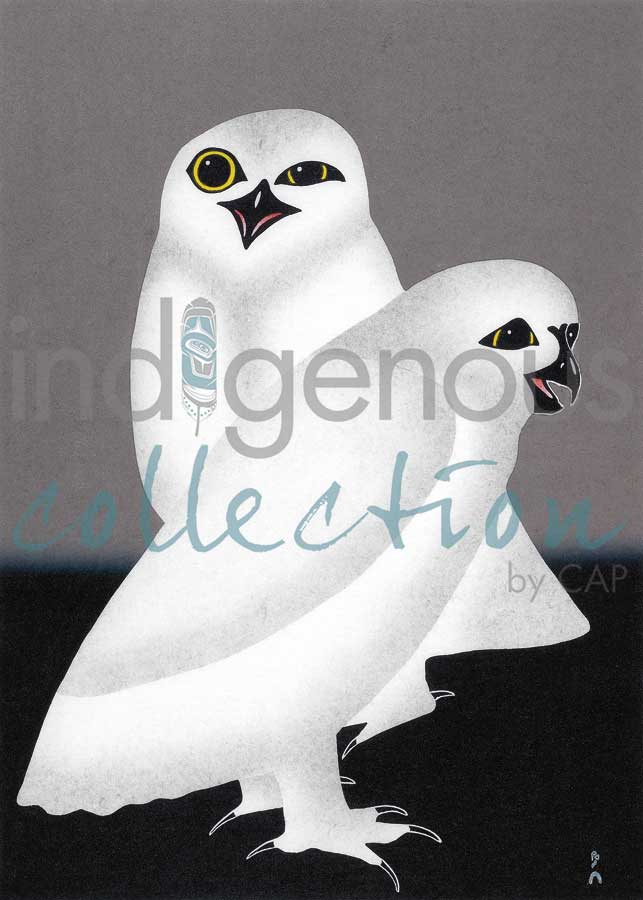 Unnuarsiut Uppiik (Night Owls) by artist Kananginak Pootoogook