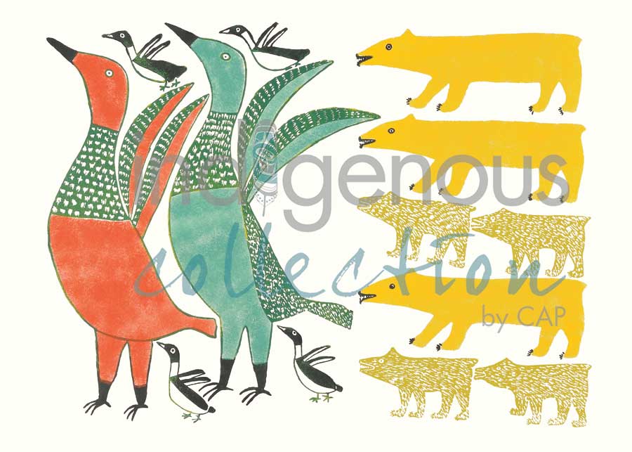 Birds Frightened by Bear by artist Anna Kingwatsiak