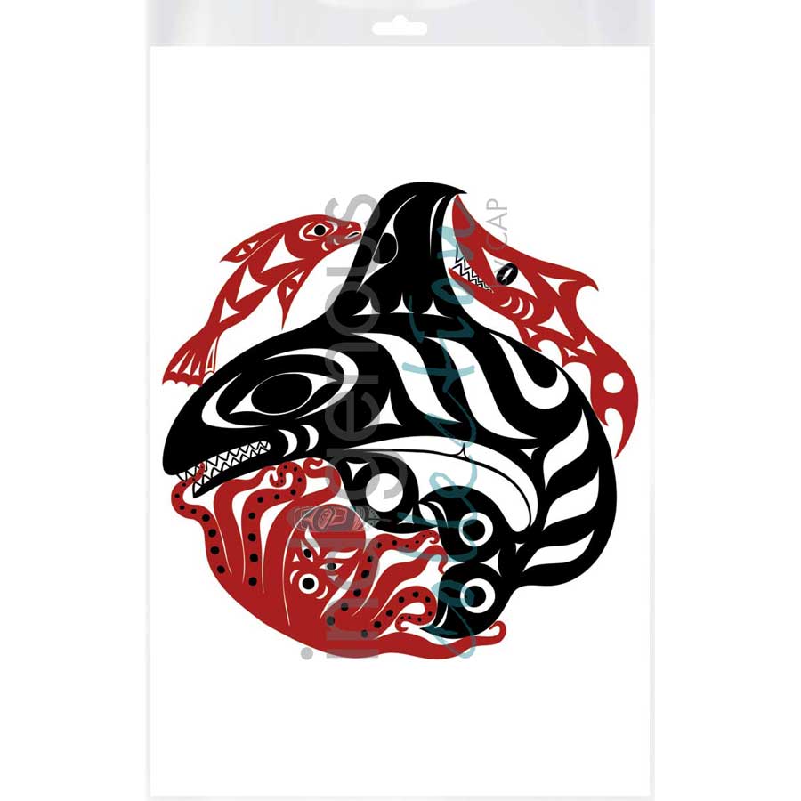 Orcas Octopus by artist Gary Sheena - Coast Salish. Indigenous Collection