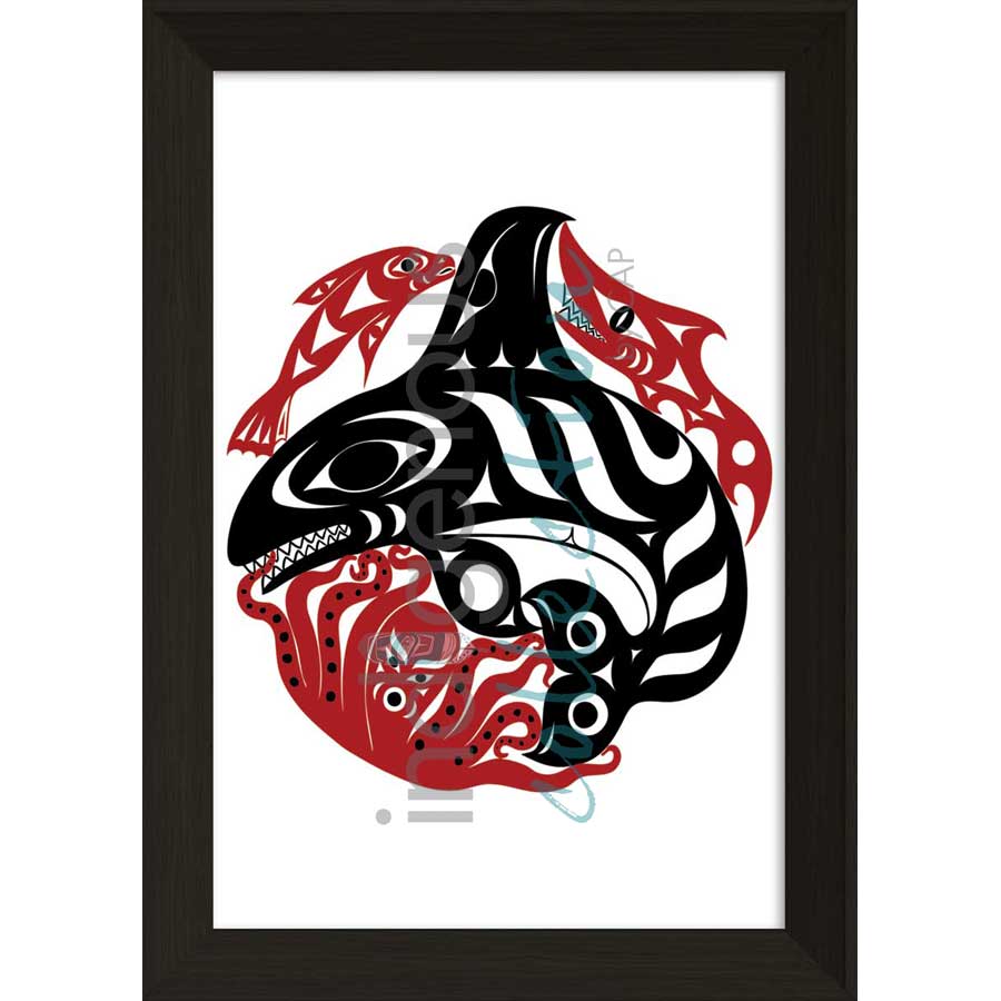 Orcas Octopus by artist Gary Sheena - Coast Salish. Indigenous Collection