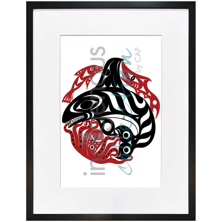 Orcas Octopus by artist Gary Sheena - Coast Salish. Indigenous Collection